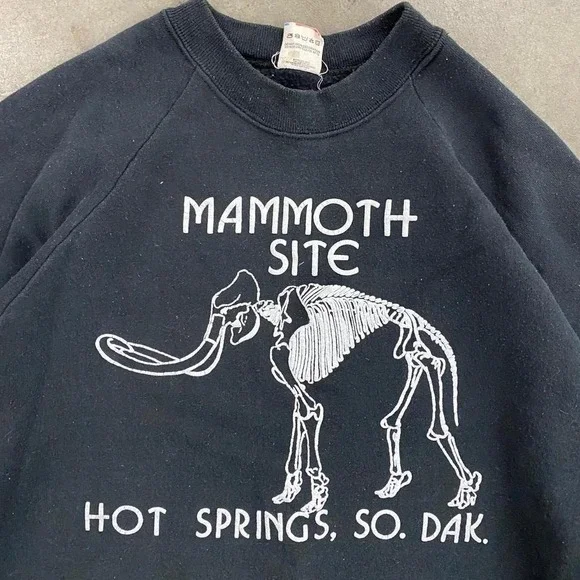 Vintage 80s Mammoth Site Hot Springs South Dakota Fruit of the Loom Sweatshirt L - Picture 2 of 6